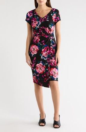 Connected Crepe Twist Waist Dress in Black at Nordstrom Rack, Size 12