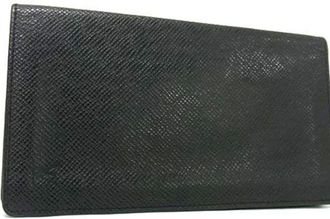 Louis Vuitton Taiga Ardoise Black Taiga Leather Long Wallet (Bi-Fold) (Pre-Owned)