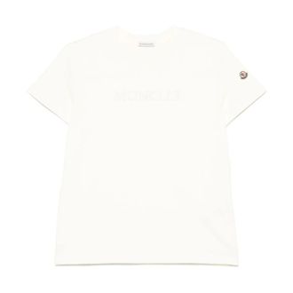 Moncler T-Shirts, female, White, Size: S Crew Neck Short-Sleeve T-Shirt