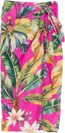 Farm Rio Tie Floral Midi Skirt