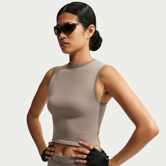 Nike Womens SKIMS Ribbed Seamless Muscle Tank Top in Brown | IU2219-260