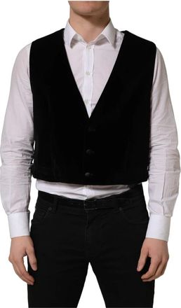Dolce & Gabbana Single-Breasted Waistcoat Vest - male - Dolce & Gabbana - Waistcoats - Black - 3XL - Suits