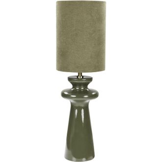 Beliani L&aacute;mpara De Mesita De Noche Moderna Con Pantalla De Gamuza Sint&eacute;tica Base De Cer&aacute;mica De Forma Irregular Verde Oteros
