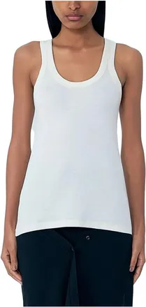 Christophe Lemaire Rib Tank Top - Dames - Tops zonder mouwen - Wit - S - Katoen - Tops
