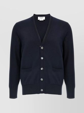 Thom Browne cotton fine-knit v-neck cardigan