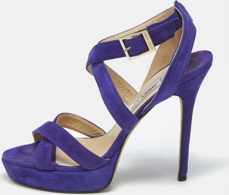 Jimmy Choo London Purple Suede Maitai Platform Sandals