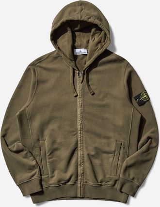 Stone Island Men s Garment Dyed Zip Hoodie Green