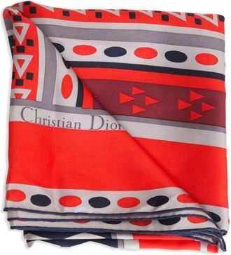 Dior 1970s geometric-print scarf - unisex - Silk - One Size - Red