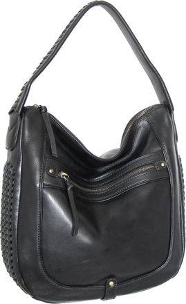 Nino Bossi Vintage Leather Woven Accent Hobo in Black