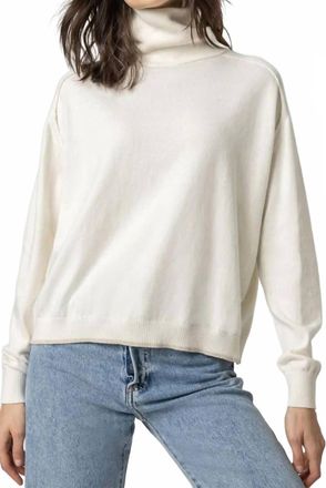 Lilla P Easy Turtleneck Sweater In Pearl