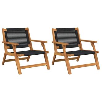 Berkfield Home Garden Chairs 2 pcs Black 67x77x73 cm Solid Wood Acacia in Brown | Size: 67 x 77 x 73 cm