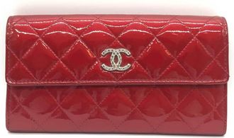 Chanel Matelasse Bordeaux Wine Leather Long Wallet (Bi-Fold) (Pre-Owned)