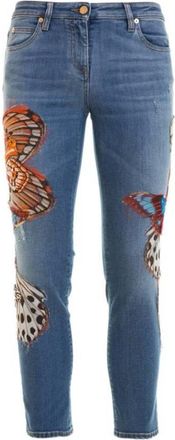 Roberto Cavalli Butterfly Patch Denim Jeans, Brand Size 40 ( US Size 6 )