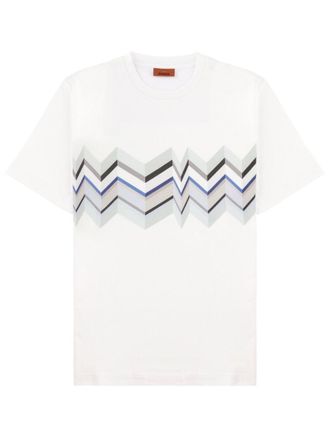 Missoni White Zigzag Pattern Cotton T-Shirt
