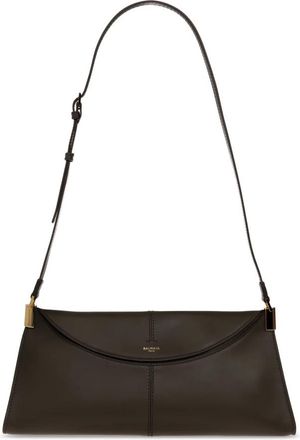 Balmain 64-83 Medium Bag With Logo - Dames - Schoudertassen - Groen - ONE Size - Leer - Tassen