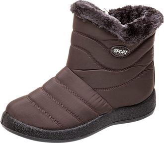 Generic Women Winter Warm Snow Boots Fur Lined Ankle Booties Shoes Ladies Warm Slip On Waterproof Anti-Slip Lightweight Snow Boots for Womens Outdoor Thick Pl