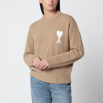 Ami Maglione Ami de Coeur beige in misto lana