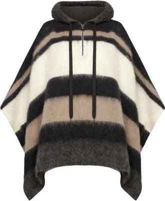 Brunello Cucinelli Poncho estivo a righe con zip - - Jackets - Donna - Multicolore - ONE SIZE