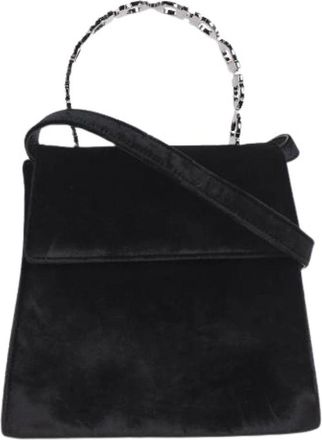 Ferragamo Pre-owned Gancini 2way Tas Velours Handtas - Dames - Vintage Handtas - Zwart - ONE Size - Vintage