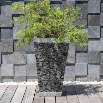 Wanda Collection Wanda Collection - Maceta Tiesto Jardinera Cuadrada Pizarra 80cm Piedra Natural