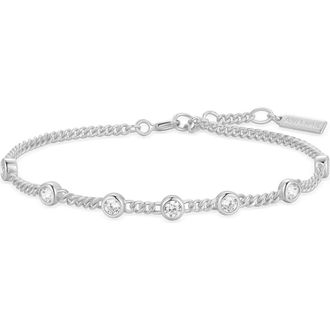 Ania Haie Bezel Cubic Zirconia Station Chain Bracelet in Silver at Nordstrom