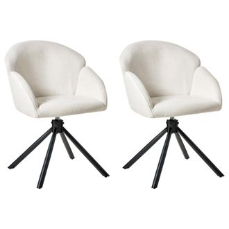 Beliani Beliani - Conjunto De 2 Sillas De Comedor Giratorias Con Reposabrazos Blanco Crema Maybee
