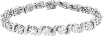 House of Brilliance 14K White Gold 5 1/4 cttw Diamond Floral Cluster Tennis Bracelet at Nordstrom