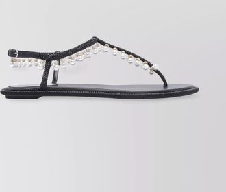 Rene Caovilla beaded strap leather sole sandals