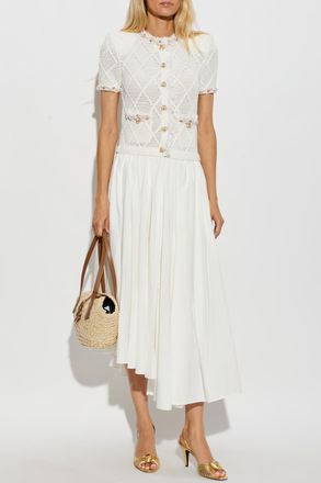 Self Portrait Dress Made Of Cotton Knit Fabric, Womens, Cream