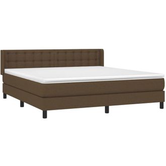 vidaXL Vidaxl - Cama Box Spring Con Colch&oacute;n Tela Marr&oacute;n Oscuro 160x200 Cm