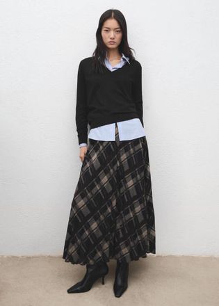 Mango Pullover maglia collo a V nero - Donna - L - MANGO