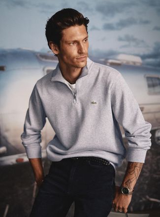 Lacoste Mens Zippered mock-neck sweatshirt