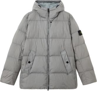 Stone Island Crinkle Reps Down Jacket - Heren - Gewatteerde jassen - Grijs - 2XL - Leer - Jassen