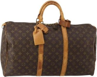 Louis Vuitton Tweedehands Canvas Louis Vuitton tassen - Dames - Vintage Weekendtas - Bruin - ONE Size - Vintage