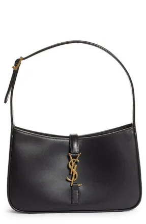Saint Laurent Le 5 &agrave; 7 Leather Hobo in 1000 Nero at Nordstrom