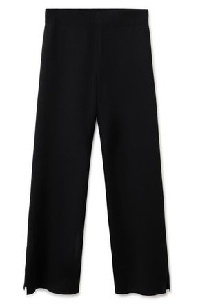 Mango Side Slit Knit Pants in Black at Nordstrom, Size X-Large