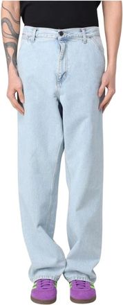 Carhartt Work in Progress Jeans, Heren, Blauw, W33, Katoen, Lichte Wassing Timmerman Broek voor Mannen