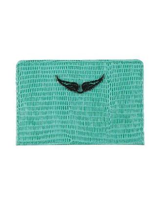 【関税込み】Zv Pass Monogrammed Card Case - Zadig & Voltaire ZV Pass Card Holder- Silver-Tone Metallic Grained Leather