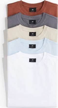 H&M 5er-Pack T-Shirts in Regular Fit - Orange