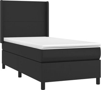 vidaXL Vidaxl - Cama Box Spring Y Colch&oacute;n Led Cuero Sint&eacute;tico Negro 90x190 Cm
