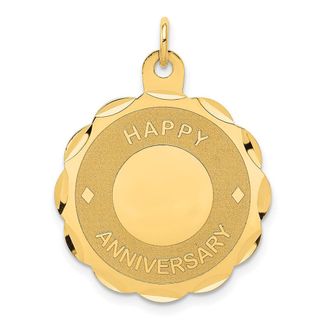Diamond2Deal 14k Yellow Gold HAPPY ANNIVERSARY Charm