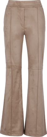 D.exterior Brown Elastic Waist Flared Velvet Pants