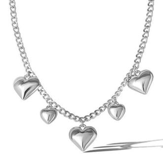 Jessica Simpson Five Heart Necklace in Silver at Nordstrom