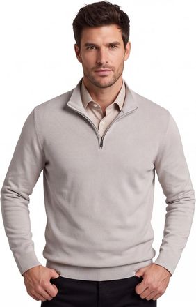 Gentiluomo Half zip trui Gentiluomo beige textuur