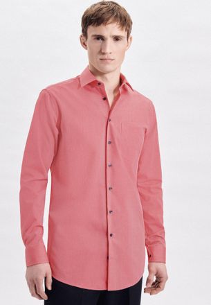 Seidensticker Businesshemd SEIDENSTICKER Regular, Herren, Gr. L42, verl&auml;ngerte &Auml;rmell&auml;ngen, rot, 100% Baumwolle, unifarben, regular fit, 2-Knopf-Manschette, Hemden 