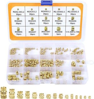 No Brand 300 Tuercas Moleteadas M2 M3 M4 M5 M6 Con Rosca Interna, Insertos Roscados De Lat&oacute;n, Tuercas Tipo Inserto Con Insertos Roscados, Para Mecanizado 3d De