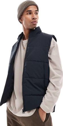 Only & Sons funnel neck padded vest in navy