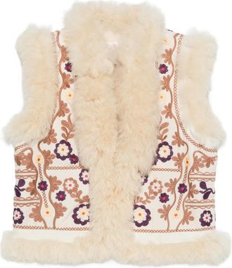 Antik Batik Gilet con ricamo a fiori - Toni neutri