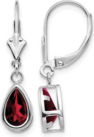 Diamond2Deal 14k White Gold 8x5mm Pear Garnet Drop Dangle Earrings