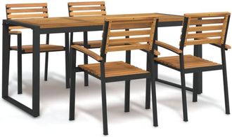 vidaXL 5 Piece Garden Dining Set Solid Wood Acacia and Metal vidaXL